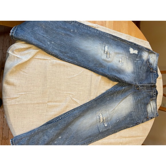 AKOO Denim Jeans‎ Mens 44 Logger Fit Blue Distressed - Picture 4 of 14